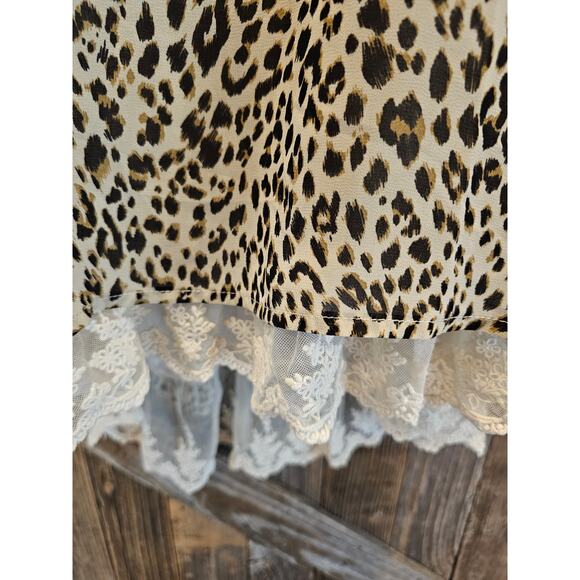 Umgee size small leapord lace trim tank top blouse boho y2k EUC women's * - Picture 2 of 7